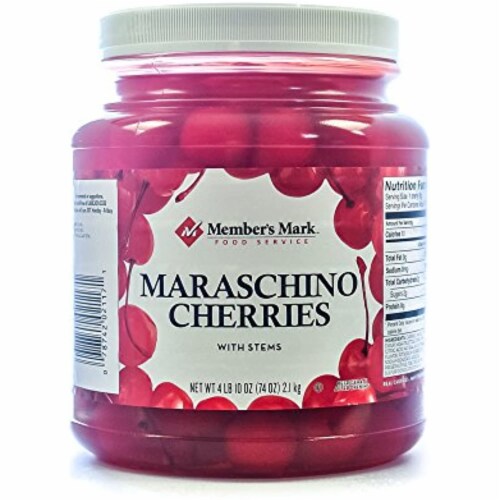 Maraschino Cherries with Stems, 74 Ounce Jar Perspective: front