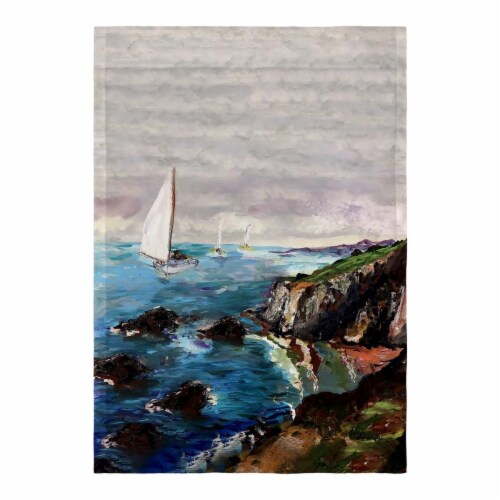 Betsydrake FL1164 12.5 x 18 in. Sailing the Cliffs Flag Perspective: front