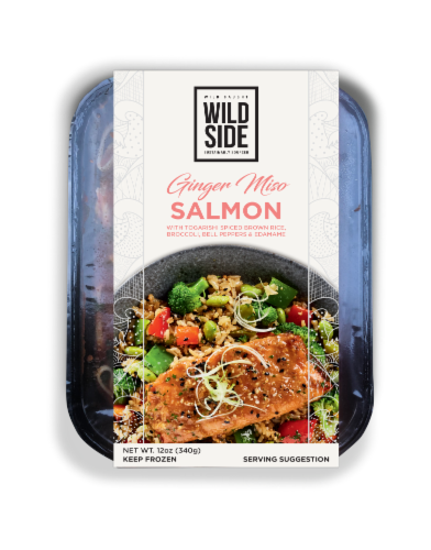 Wild Side Ginger Miso Salmon with Togarishi Spiced Brown Rice Perspective: front