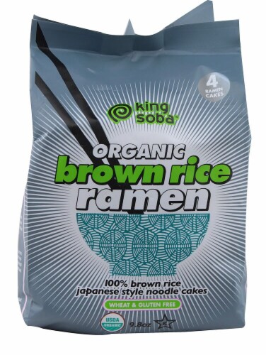 King Soba Organic Brown Rice Ramen Noodle Cakes Perspective: front
