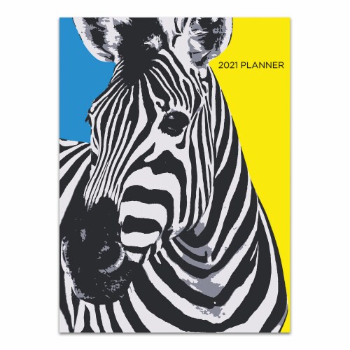 TF Publishing Zebra 2021 Monthly Planner – Yellow & Blue Perspective: front