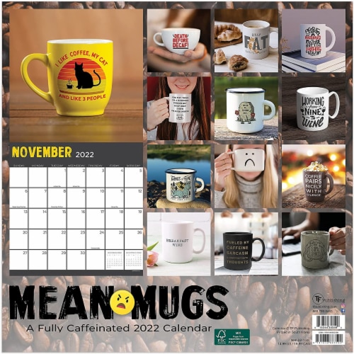 2022 Wall Calendar Mean Sassy Mugs 12x12 In 16 Months Large Grid