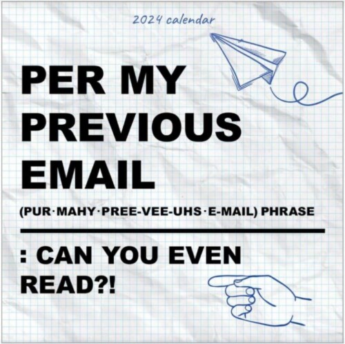 TF Publishing Per My Previous Email 2024 Calendar Perspective: front