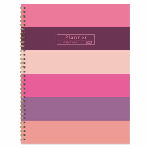 TF Publishing 2024 Pink Plum Blush & Petal Large Weekly Monthly Planner Perspective: front