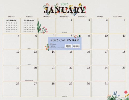 TF Publishing 2025 Floral Large Desk Pad Monthly Blotter Calendar Perspective: front