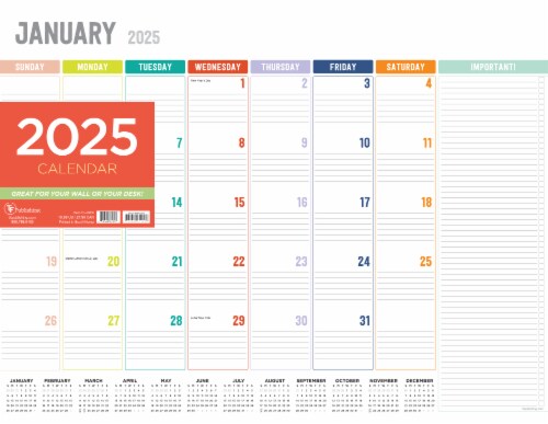 2025 Rainbow Blocks Large Desk Pad Monthly Blotter Calendar Perspective: front