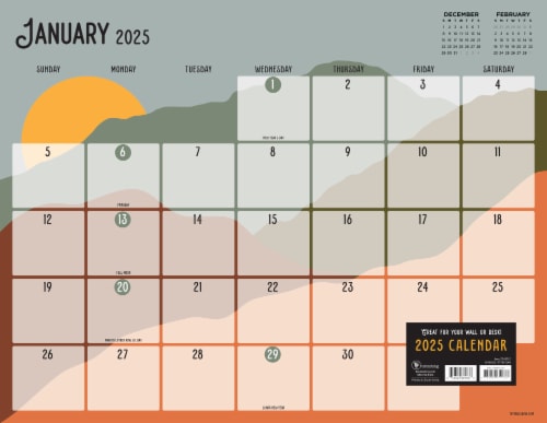 2025 Landscapes Large Desk Pad Monthly Blotter Calendar Perspective: front