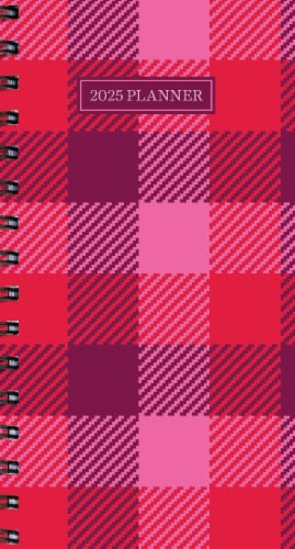 TF Publishing 2025 Pink Plaid Small Weekly Monthly Planner Perspective: front