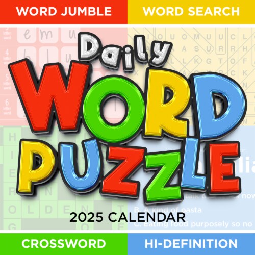 2025 Daily Word Puzzle Desktop Calendar Perspective: front