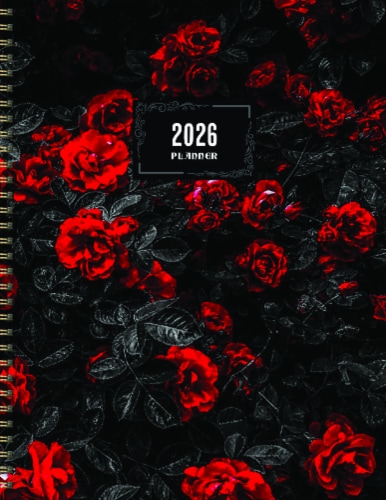 2026 Red Roses Large Weekly Monthly Planner by TF Publishing Perspective: front