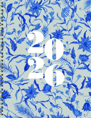 2026 Tres Belle Blue Large Weekly Monthly Planner by TF Publishing Perspective: front