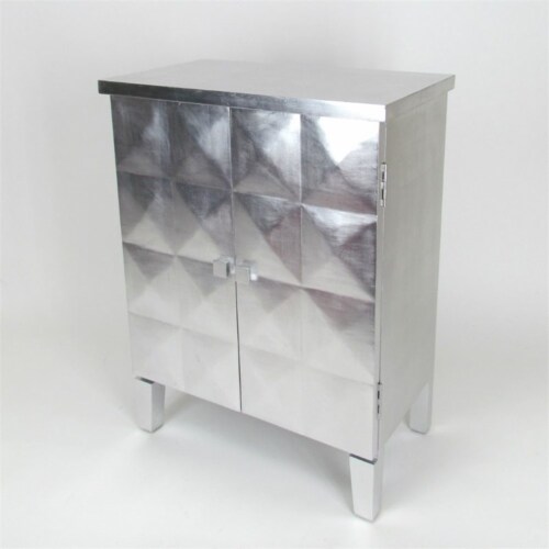 Wayborn Double Door Cabinet in Silver Leaf Perspective: front