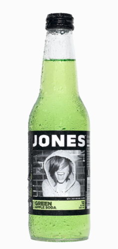 Jones™ Green Apple Soda Bottle Perspective: front