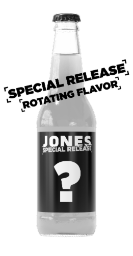 Jones™ Birthday Cake Soda Bottle Perspective: front