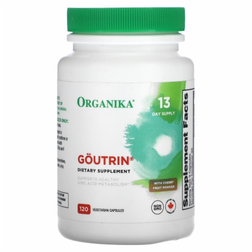 Organika Goutrin with Cherry Fruit Powder - 120 Vegetarian Capsules Perspective: front