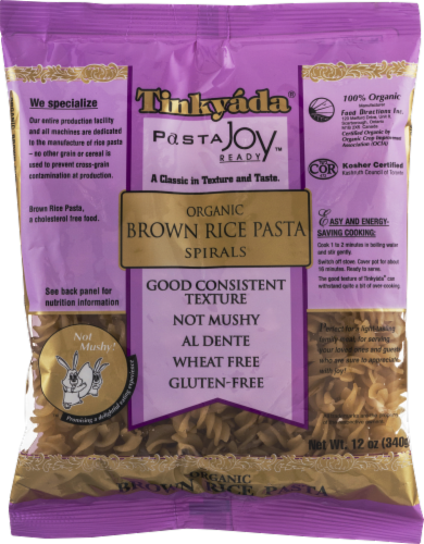 Tinkyada Organic Brown Rice Pasta Spirals Perspective: front