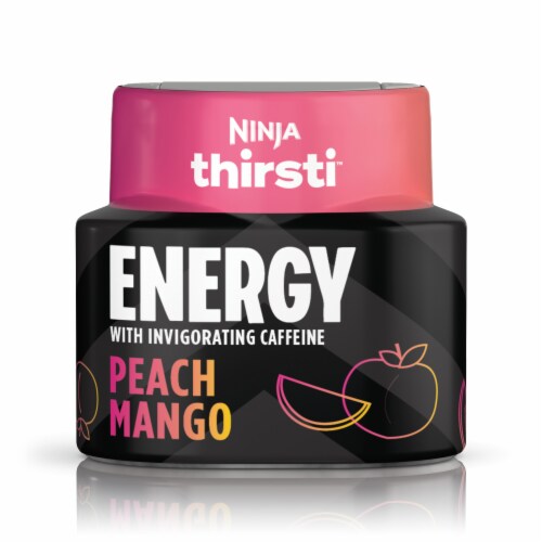 Ninja® Thirsti™ Peach Mango ENERGY with Invigorating Caffeine Water Enhancer Bottle Perspective: front
