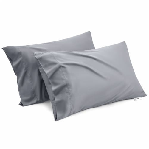 Dr Pillow Cases Queen Size Set of 4 Rayon Derived from Bamboo Cooling Pillowcase Grey One Size Foods Co