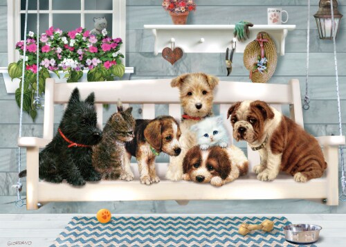 Cobble Hill Porch Swing Buddies Tray Puzzle Perspective: front