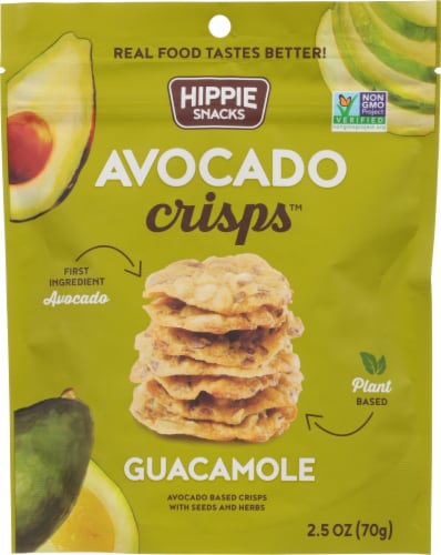 Hippie Snacks Guacamole Avocado Crisps Perspective: front