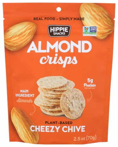Hippie Snacks Cheezy Chive Almond Crisps Perspective: front