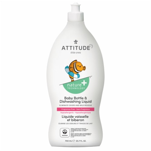 Attitude Little Ones Fragrance-Free Baby Bottle & Dishwashing Liquid Perspective: front