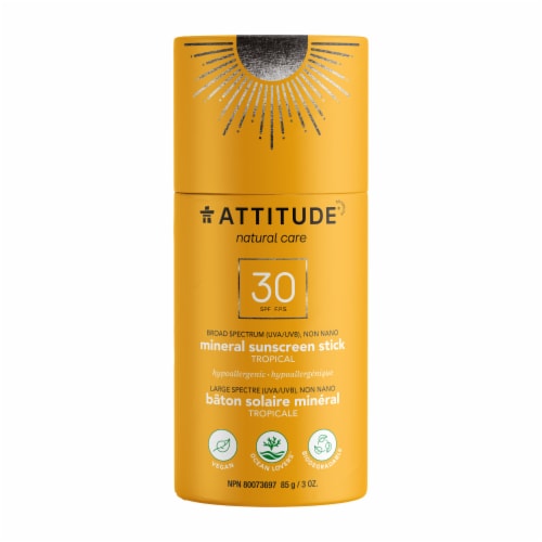 Attitude Natural Care Tropical Mineral Sunscreen Stick SPF 30 Perspective: front