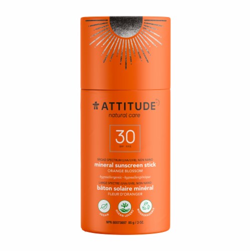 Attitude Natural Care Orange Blossom Mineral Sunscreen Stick SPF 30 Perspective: front