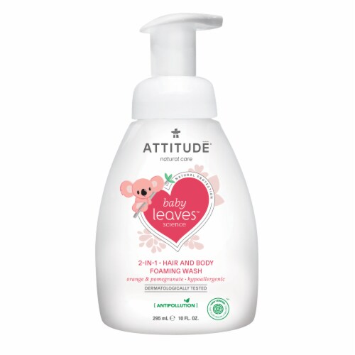 Attitude® Baby Leaves™ Orange & Pomegranate 2-IN-1 Hair And Body Foaming Wash Perspective: front