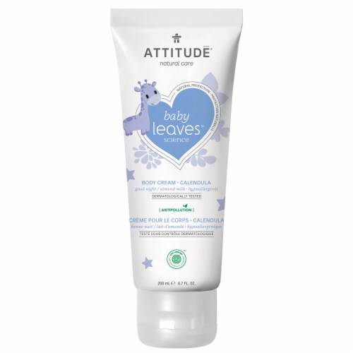 Attitude® Baby Leaves™ Almond Milk Good Night Calendula Body Cream Perspective: front