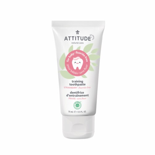 Attitude® Strawberry Fluoride Free Training Toothpaste Perspective: front
