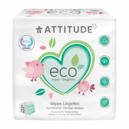 Attitude Eco Biodegradable Baby Wipes Perspective: front