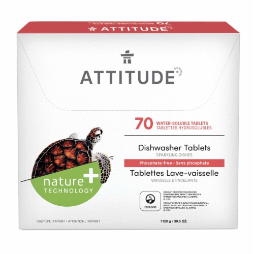Attitude® Sparkling Dishes Dishwasher Tablets Perspective: front