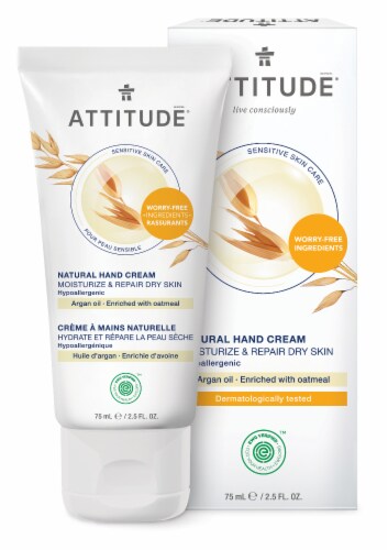 Attitude® Sensitive Skin Argan Oil Natural Hand Cream Perspective: front