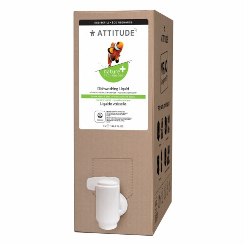 Attitude® Nature + Technology™ Green Apple & Basil Dishwashing Liquid Perspective: front