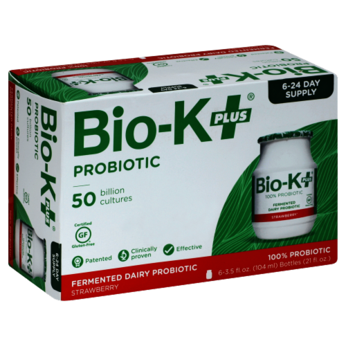 Bio-K Plus® Fermented Strawberry Dairy Probiotic Perspective: front