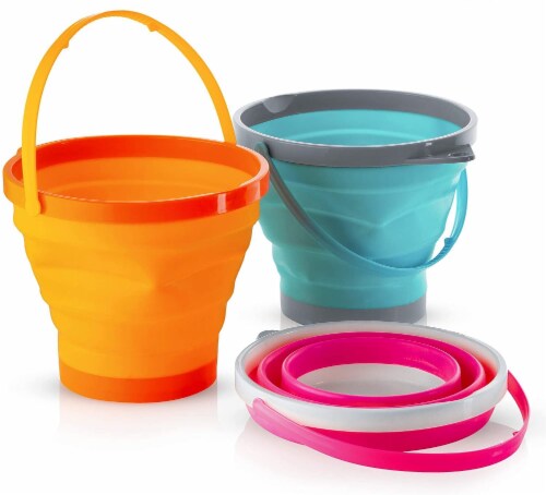 Dollar Deal Top Race Foldable Pail Bucket Set of 3, 1/2 Gallons (2 Liters)