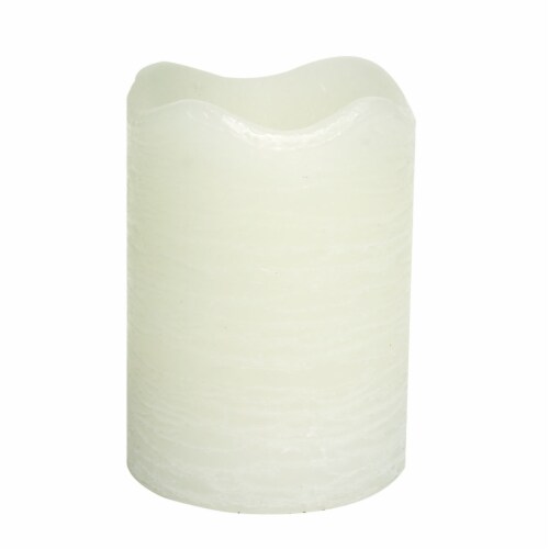 Inglow Vanilla Cream Rustic Pillar Candle - Cream Perspective: front