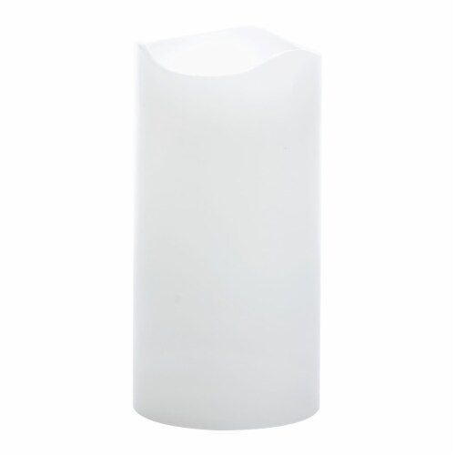 Night Splendor™ Unscented Flameless LED Wax Pillar Candle - White Perspective: front