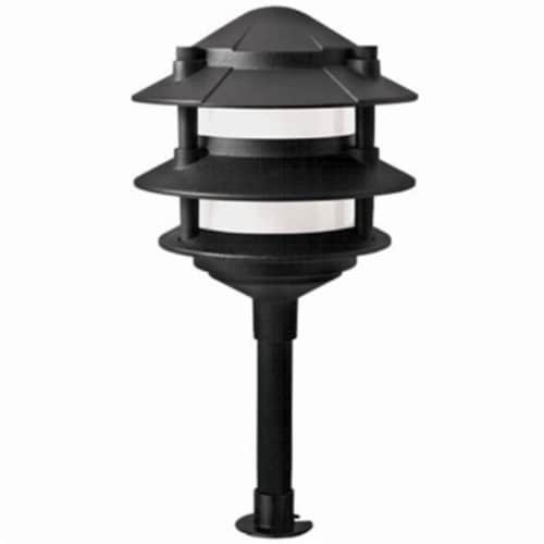 Sterno Home 241393 2.2W Warm White Cast Aluminum 3 Tier LED Path Light, Black with Frosted Pl Perspective: front