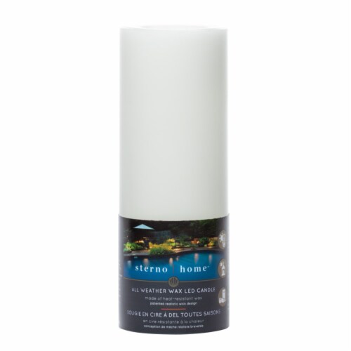 Sterno Home Outdoor Wax Pillar Candle - White Perspective: front
