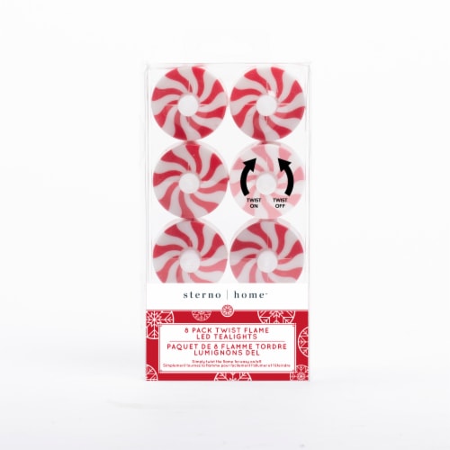 Sterno Home Twist Flame Peppermint Tea Lights Perspective: front