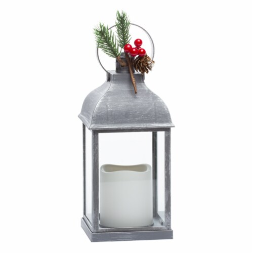 Sterno Home Flameless Antique Metallic Lantern - Silver Perspective: front
