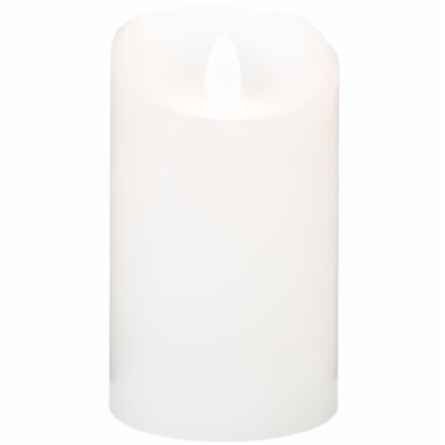 Sterno Home iFlicker Flameless LED Wax Pillar Candle - White Perspective: front
