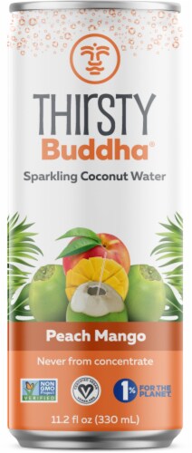 Temple Lifestyle Inc. Peach Mango Sparkling Coconut Water Perspective: front