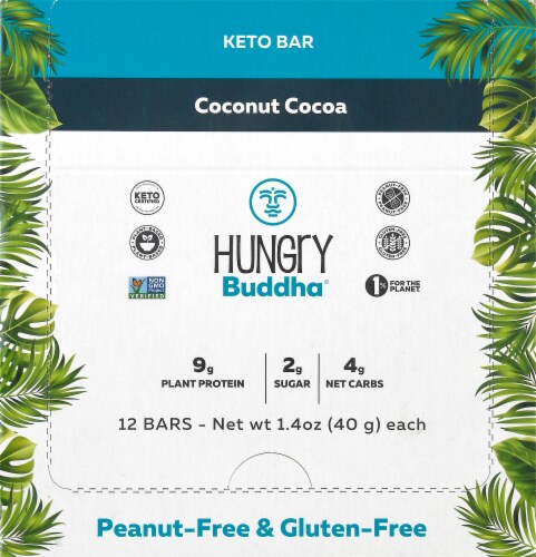 Temple Lifestyle Inc. Hungry Buddha® Gluten Free Coconut Cocoa Keto Bars Perspective: front