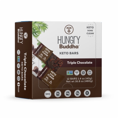Temple Lifestyle Inc. Hungry Buddha® Triple Chocolate Keto Bars Perspective: front