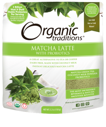 Organic Traditions® Probiotic Matcha Latte Perspective: front