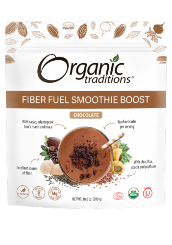 Organic Traditions® Chocolate Fiber Fuel Smoothie Boost Mix Perspective: front