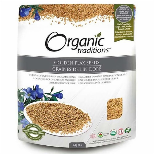 Organic Traditions Golden Flax Seeds 16 oz Pkg Perspective: front